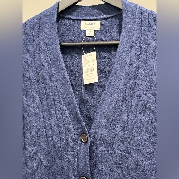 J. Crew Cable-knit cardigan sweater extra-soft yarn in antique navy NEW - Picture 8 of 9